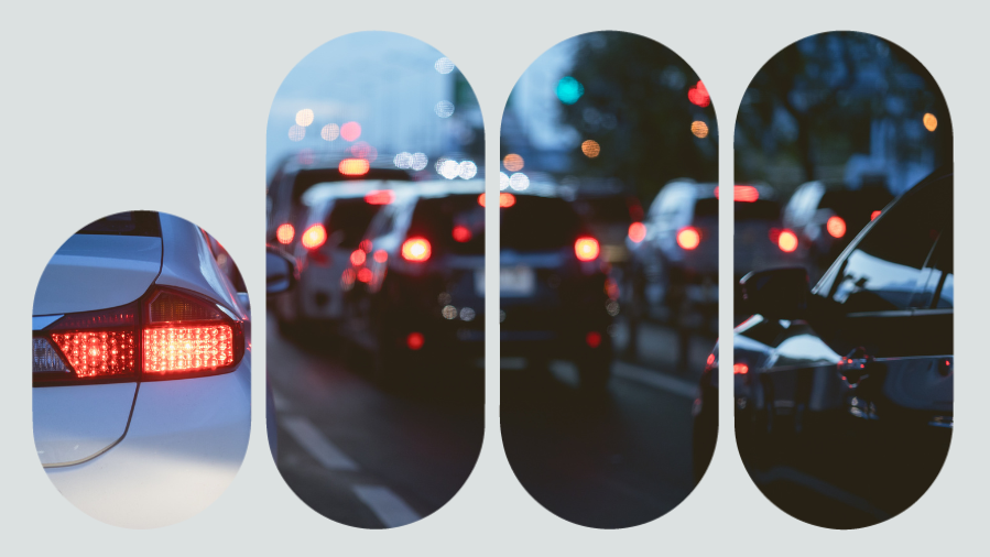 carros parados no trânsito à noite