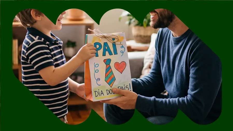 criança entregando o presente de dia dos pais