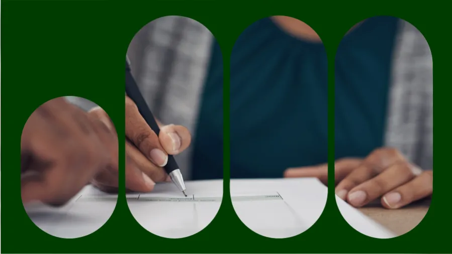 Cliente assinando termo de compra