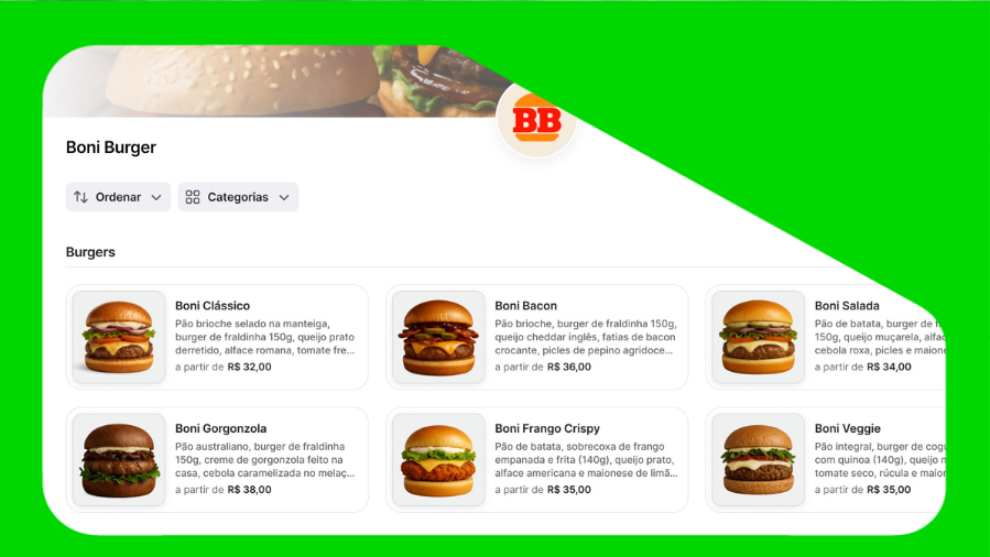 Catálogo de produtos online de lanchonete