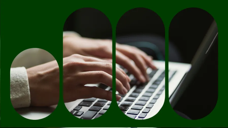 Empreendedora digitando um recibo de prestação de serviços